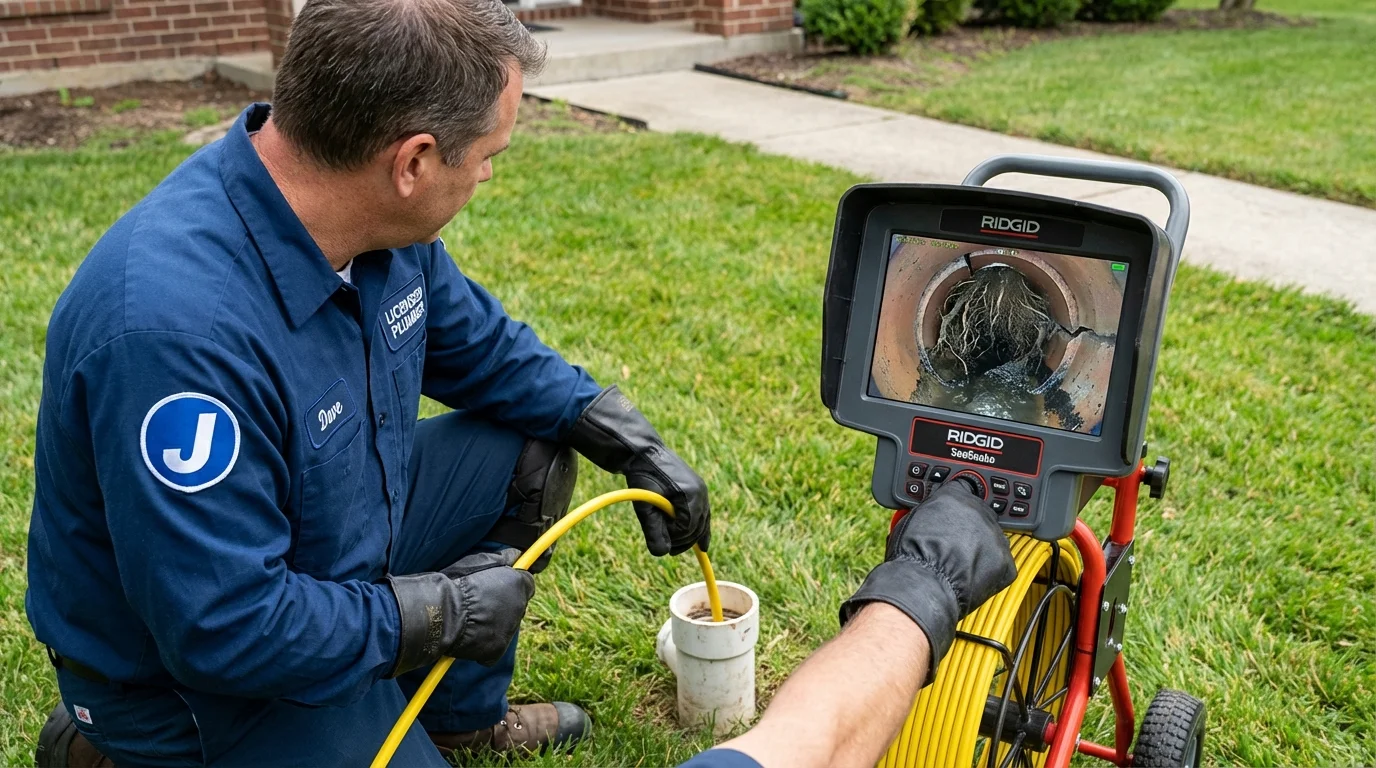 Sewer camera inspection being performed by Johns Plumbing LLC in Caruthers
