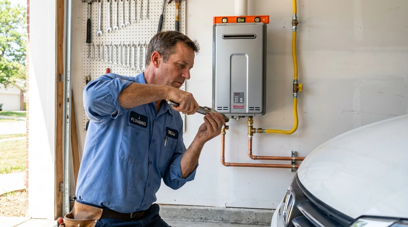 Tankless water heater installation by a Johns Plumbing LLC plumber in Caruthers